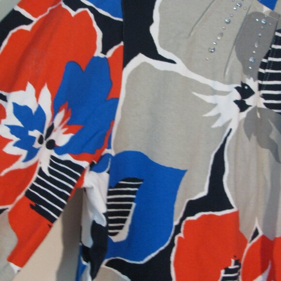 Alfred Dunner Floral Blouse Large Red Blue Flowers Blinq Colorful - Picture 4 of 4